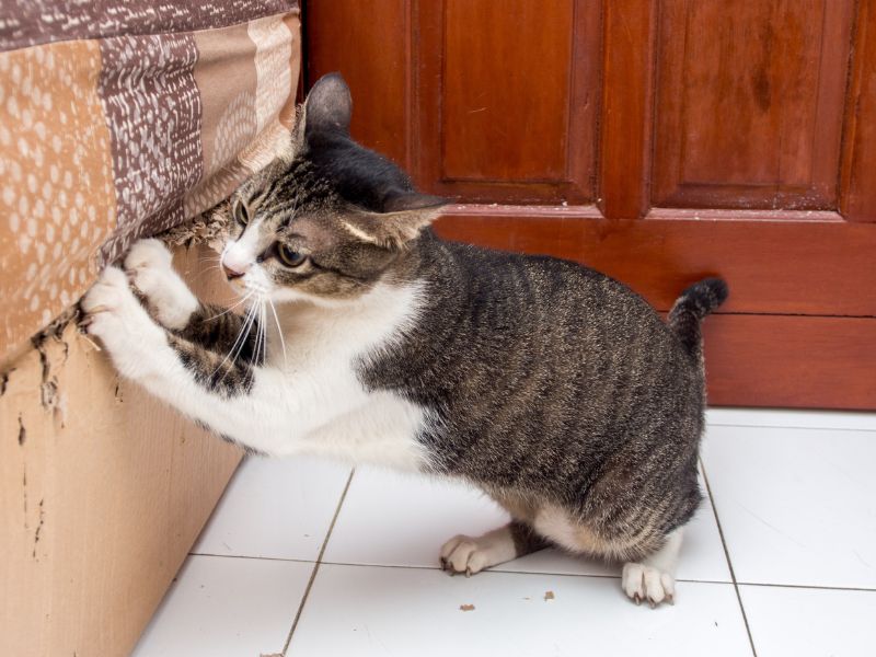 Ensure your cat has a good scratching post to prevent destructive behavior